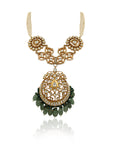 Sea Green And White Necklace Set - indian jewelry set