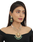Sea Green And White Necklace Set - indian jewelry set