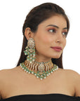 Sea Green And White Necklace Set - indian jewelry