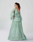 Sea Green Organza Georgette Skirt Set - indian dress for women
