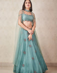 Sea Green Organza Lehenga - organza lehenga