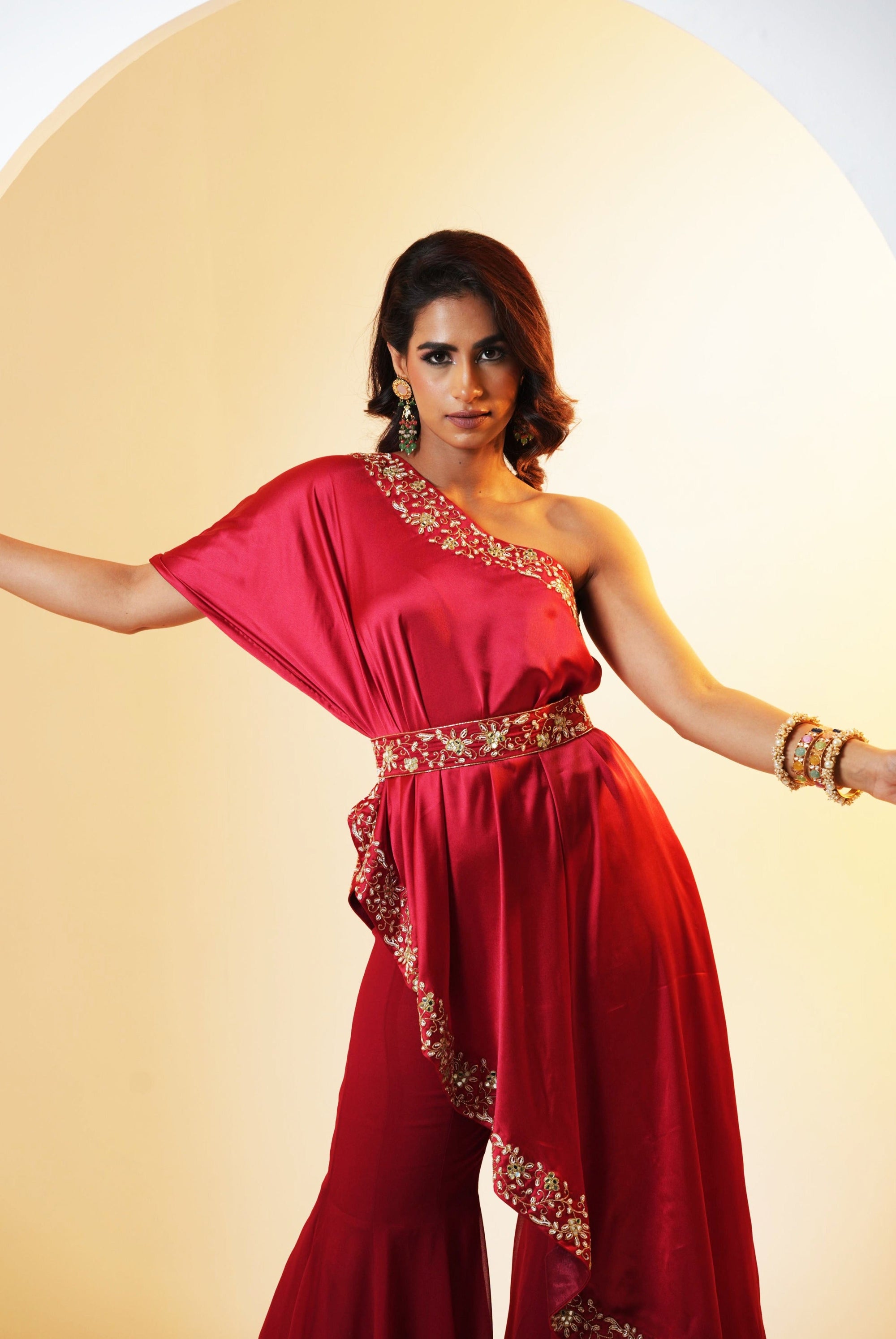 Seher Drape Car Eand Flared Pants Set - indian attire for women