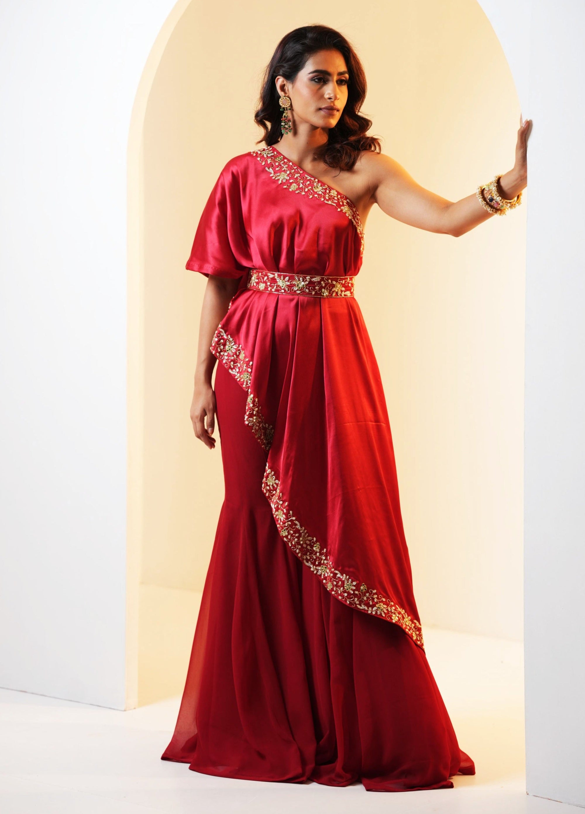 Seher Drape Car Eand Flared Pants Set - indian attire for women