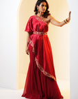 Seher Drape Car Eand Flared Pants Set - indian attire for women