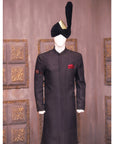 Self Embossed Jamawar Sherwani For Groom - sherwani for groom