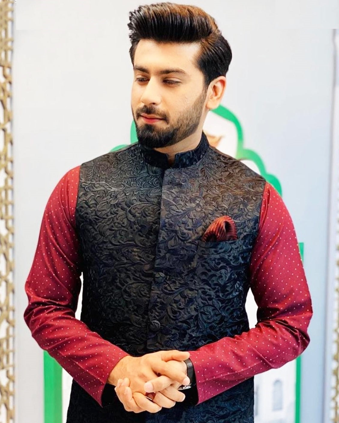 Self Embroidered Waistcoat - waistcoat