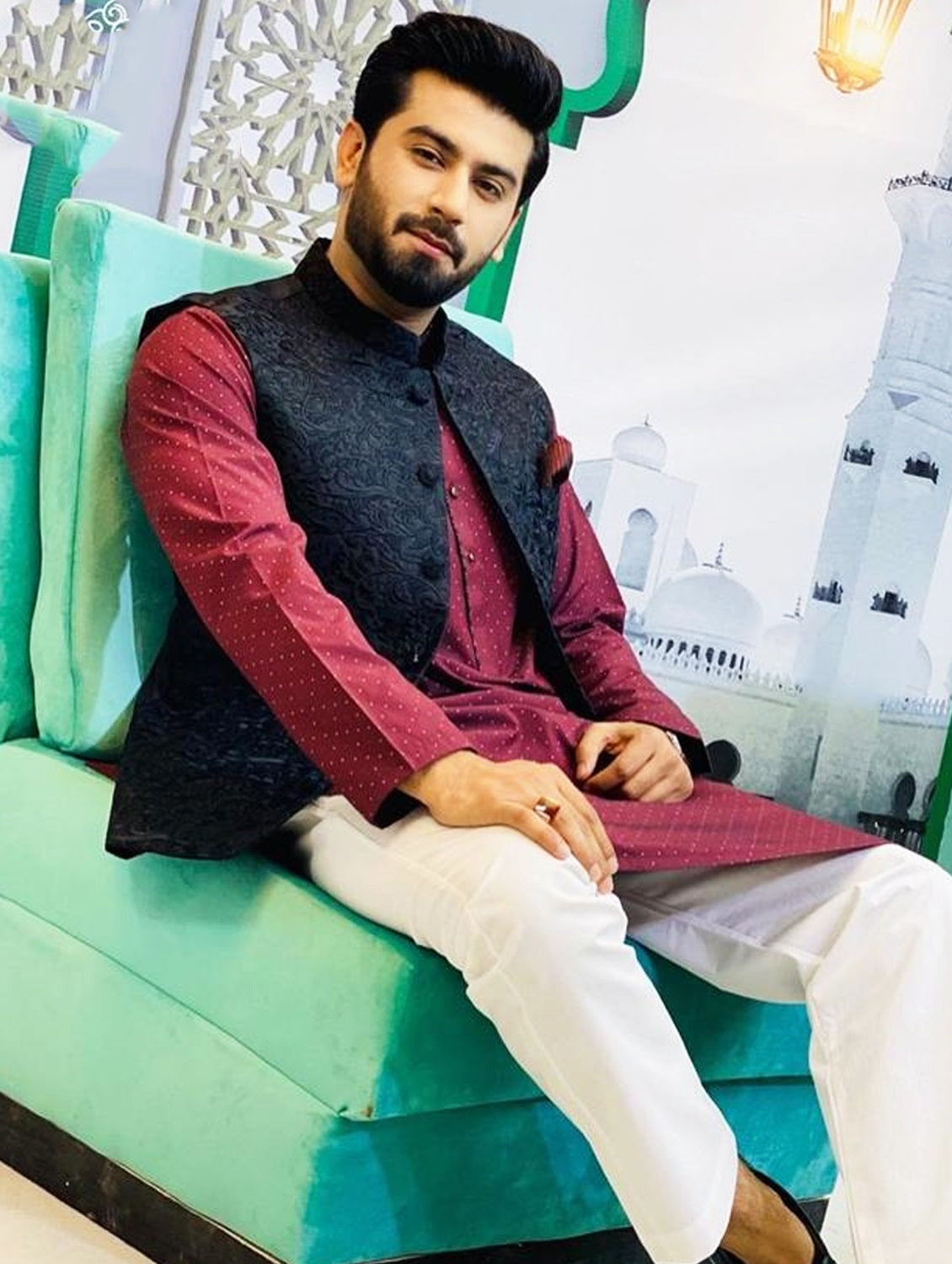 Self Embroidered Waistcoat - waistcoat