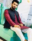 Self Embroidered Waistcoat - waistcoat