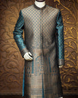Self Jamawar Embroidered Mughal Theme Sherwani Collection - royal sherwani