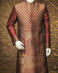 Self Jamawar Embroidered Mughal Theme Sherwani Collection - royal sherwani
