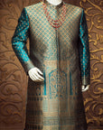 Self Jamawar Embroidered Mughal Theme Sherwani Collection - royal sherwani