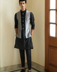 Sheen Black Nehru Jacket Set - indian dress for men