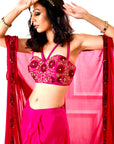 SHIRIN Maroon and Pink Drape Skirt with Cape - indian wear dresses