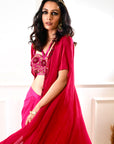 SHIRIN Maroon and Pink Drape Skirt with Cape - indian wear dresses