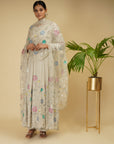 Silver Embroidered Anarkali Set - anarkali suit