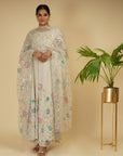 Silver Embroidered Anarkali Set - anarkali suit