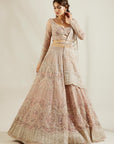 Silver Mauvish Glass Embroidered Lehenga - bridal lehenga