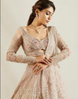 Silver Mauvish Glass Embroidered Lehenga - bridal lehenga