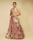 Silver Shaded Floral Lehenga Set - floral lehenga