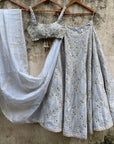 Smokey Grey Bridal Embroidered Lehenga Set - embroidered lehenga