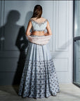 Steel Grey Crystals Lehenga - grey lehenga