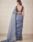 Steel Grey Organza Saree - indian saree