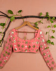 Sugar Coral Gold Lehenga Set - mirror work lehenga