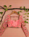Sugar Coral Gold Lehenga Set - mirror work lehenga