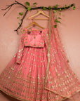 Sugar Coral Gold Lehenga Set - mirror work lehenga