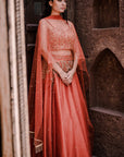 Sunset Corset Lehenga Set - orange lehenga