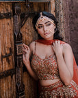 Sunset Corset Lehenga Set - orange lehenga