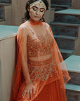 Sunset Corset Lehenga Set - orange lehenga