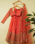 Sunset Orange Abla Lehenga Set - orange lehenga