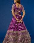 Swastik Purple Raw Silk Lehenga - raw silk lehenga