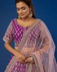 Swastik Purple Raw Silk Lehenga - raw silk lehenga