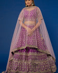 Swastik Purple Raw Silk Lehenga - raw silk lehenga