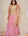 Taffy Pink Banarasi Georgette Kaftan - kaftan dress indian