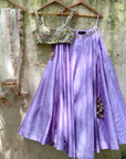 Tea Green and Lavender Lehenga Set - lavender color lehenga