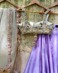 Tea Green and Lavender Lehenga Set - lavender color lehenga