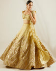 Tea Green Laser Cut Lehenga - lehenga