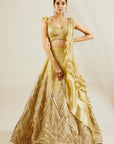 Tea Green Laser Cut Lehenga - lehenga