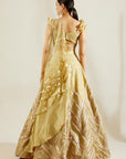 Tea Green Laser Cut Lehenga - lehenga