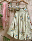 Tea Green Swan Lehenga Set - indian lehenga