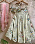 Tea Green Swan Lehenga Set - indian lehenga