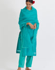 Teal Chanderi Kurta Set - kurta for women