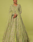 Trishul Firoza Raw Silk Jacket Lehenga - silk lehenga