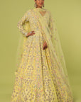 Trishul Yellow Raw Silk Jacket Lehenga - indian dress with jacket
