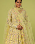 Trishul Yellow Raw Silk Jacket Lehenga - indian dress with jacket