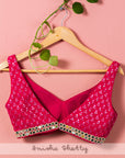 Tropical Print Mirror Lehenga Skirt With Sequin Hot Pink Blouse - mirror work lehenga