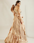 Tuscany Gold Leaf Cascade Blouse With Ruffle Skirt - Golden dress